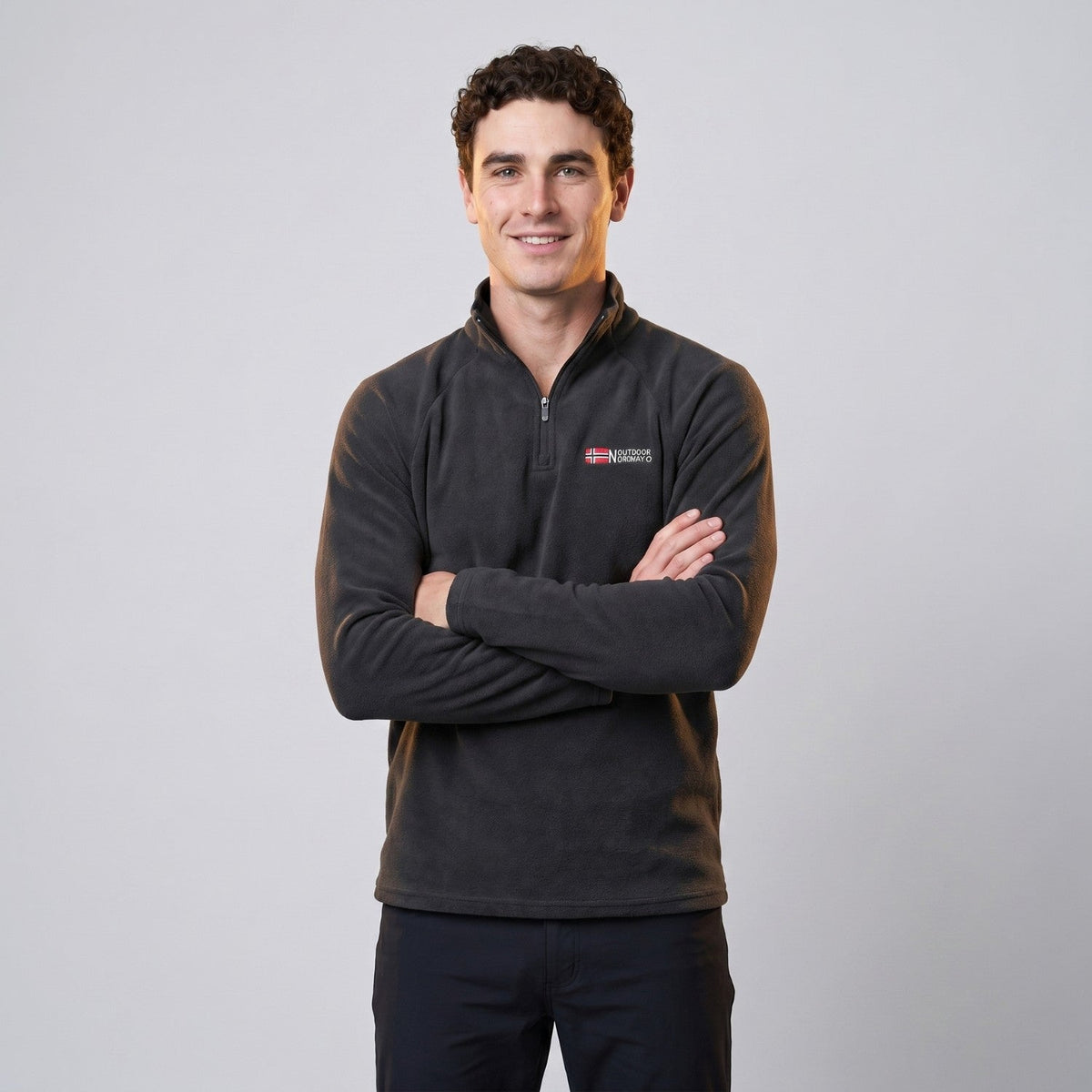 Polar męski half zip – bluza ze stójką - szybkoschnąca - odporna na mechacenie