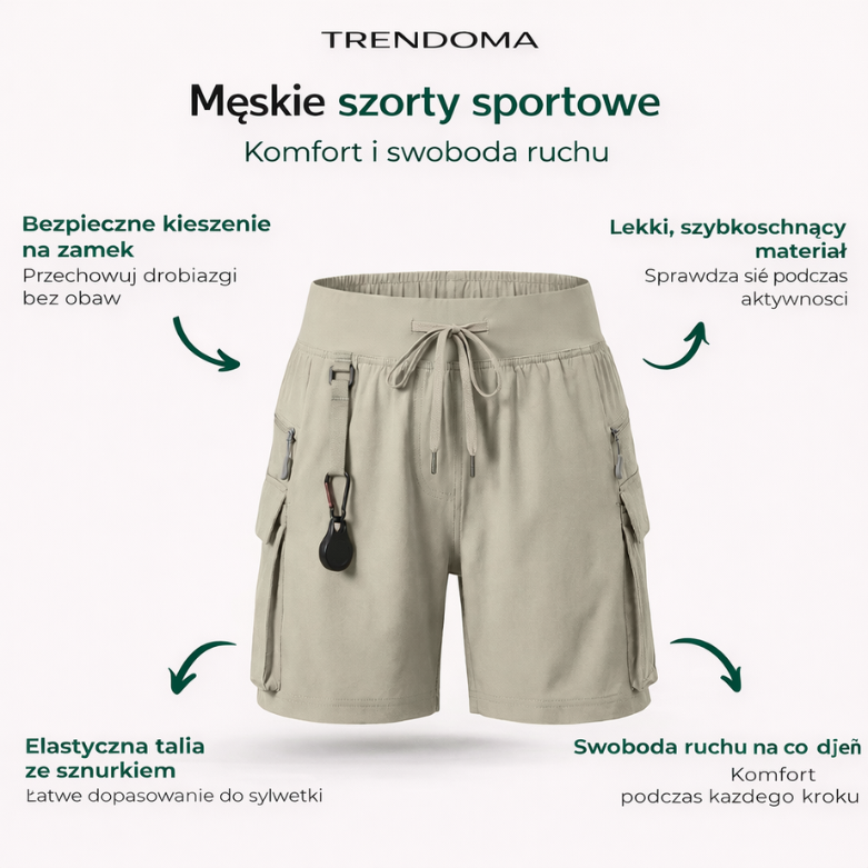 Damskie spodenki sportowe – lekkie z kieszeniami na zamek i sznurkiem