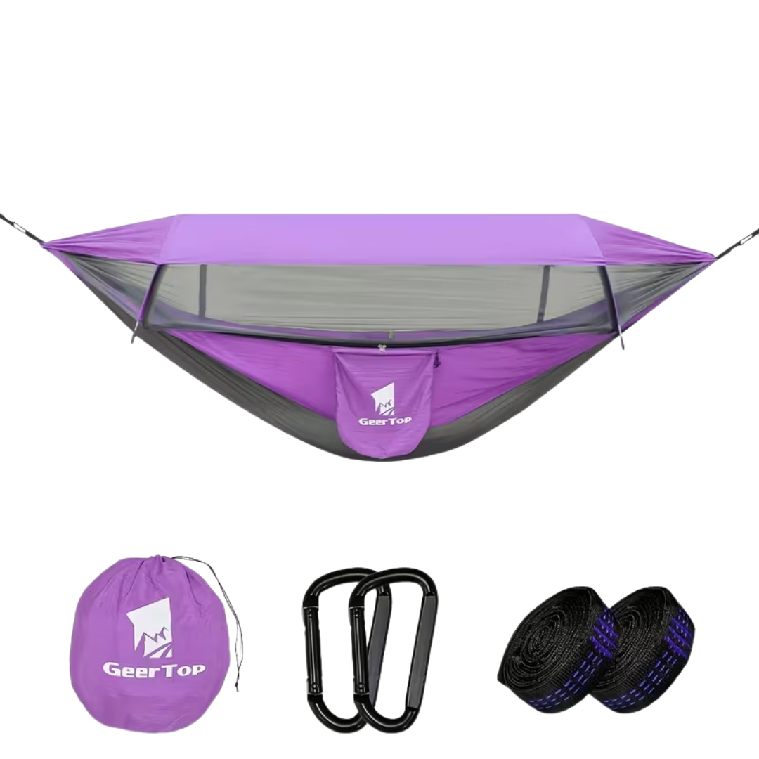 Hamak outdoorowy 3 w 1 – Moskitiera – Osłona przeciwsłoneczna