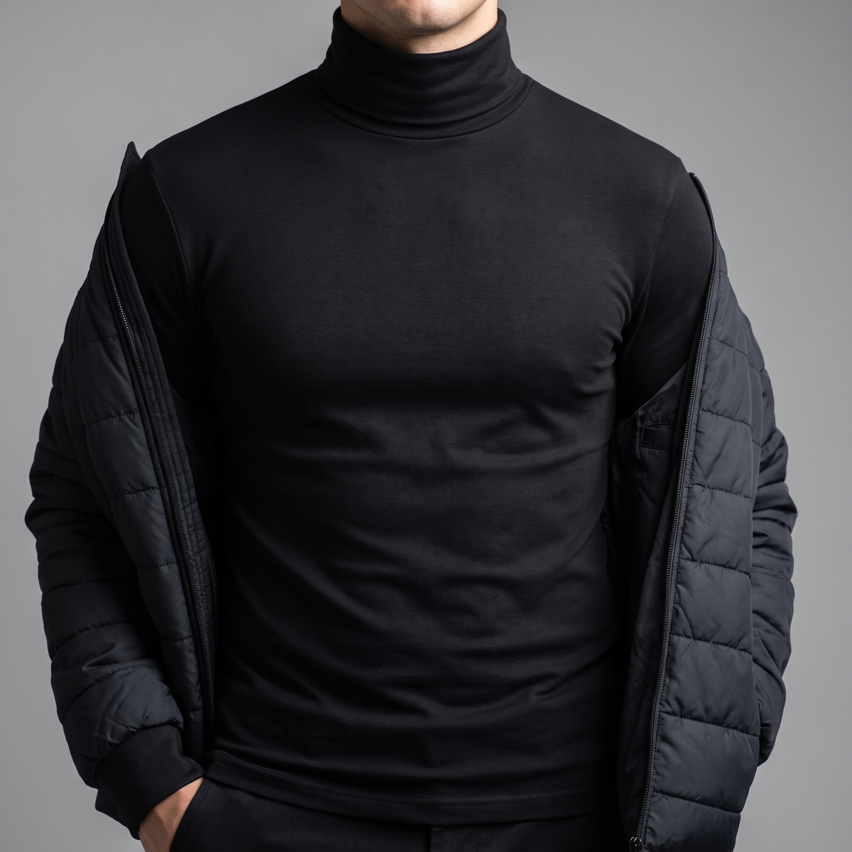 Golf męski slim fit – cienki i rozciągliwy - długi rękaw - 7 kolorów