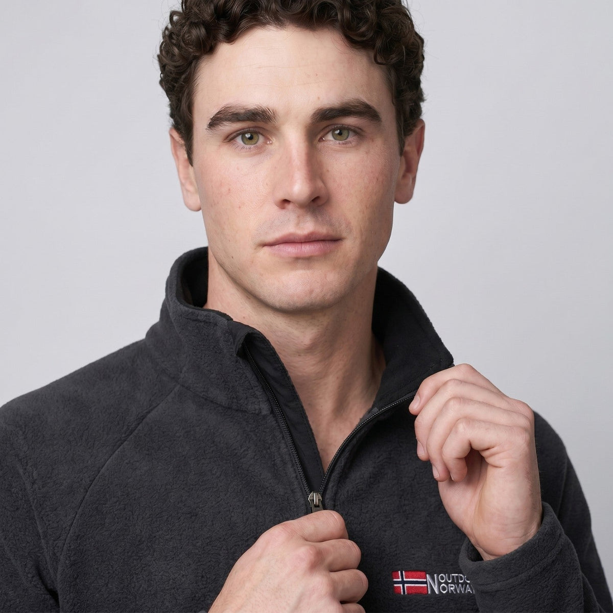 Polar męski half zip – bluza ze stójką - szybkoschnąca - odporna na mechacenie