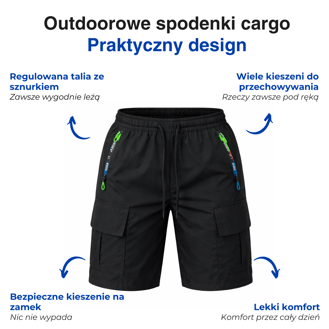 Damskie spodenki bojówki – kieszenie na zamek – outdoor i turystyka