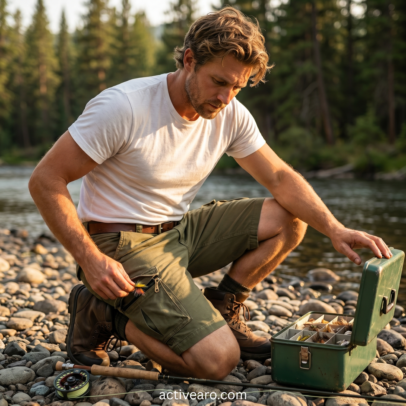 Spodenki bojówki męskie – szybkoschnące, kieszenie na zamek – outdoor