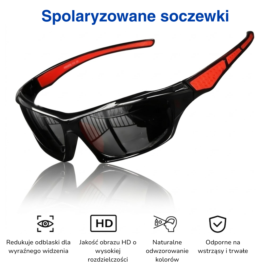 Okulary polaryzacyjne sportowe UV400 – soczewki HD – wędkarstwo i rower