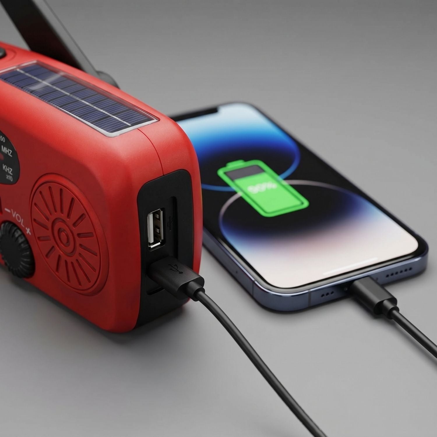 Radio awaryjne z korbką – solarne, AM/FM, latarka LED – survival i kemping
