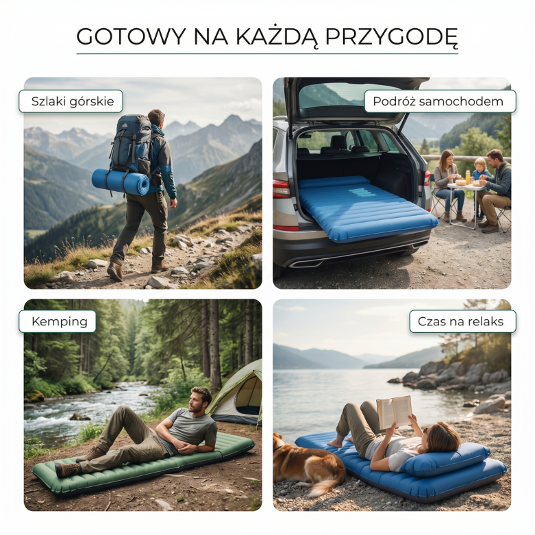 Podwójna mata dmuchana do spania – lekki model na camping i podróże