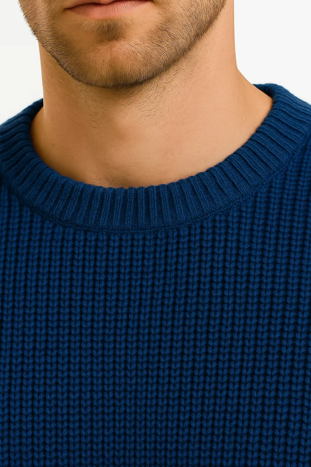 Sweter męski dzianinowy | Luźny fason i prążkowana struktura