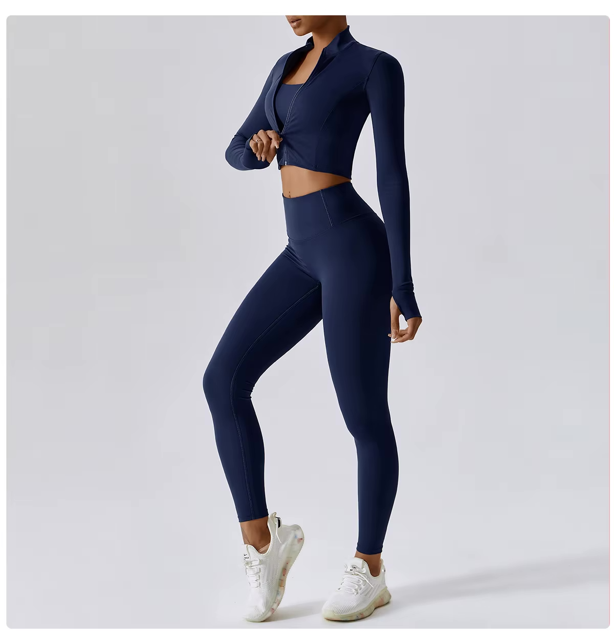 Zestaw sportowy damski 3-częściowy | Legginsy - top i bluza