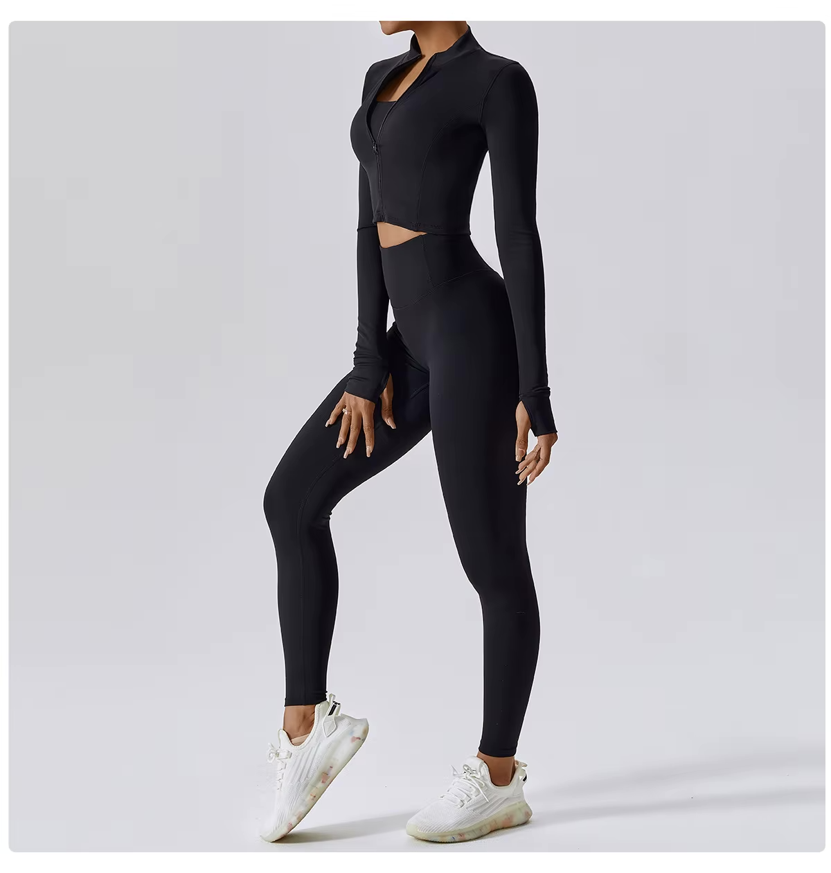 Zestaw sportowy damski 3-częściowy | Legginsy - top i bluza