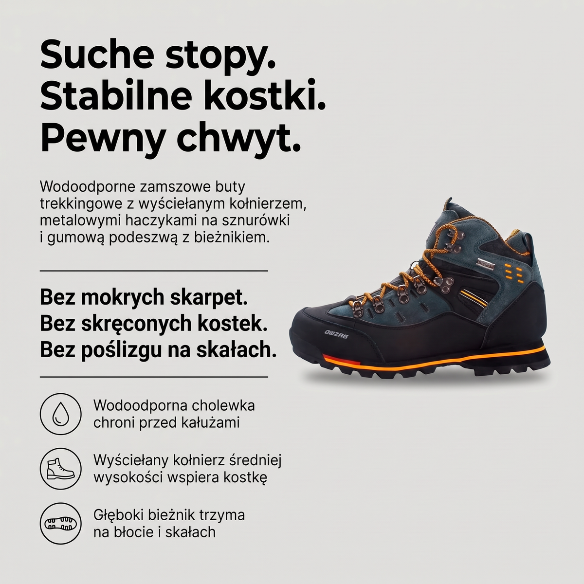 Buty trekkingowe męskie zamszowe wodoodporne - najważniejsze zalety