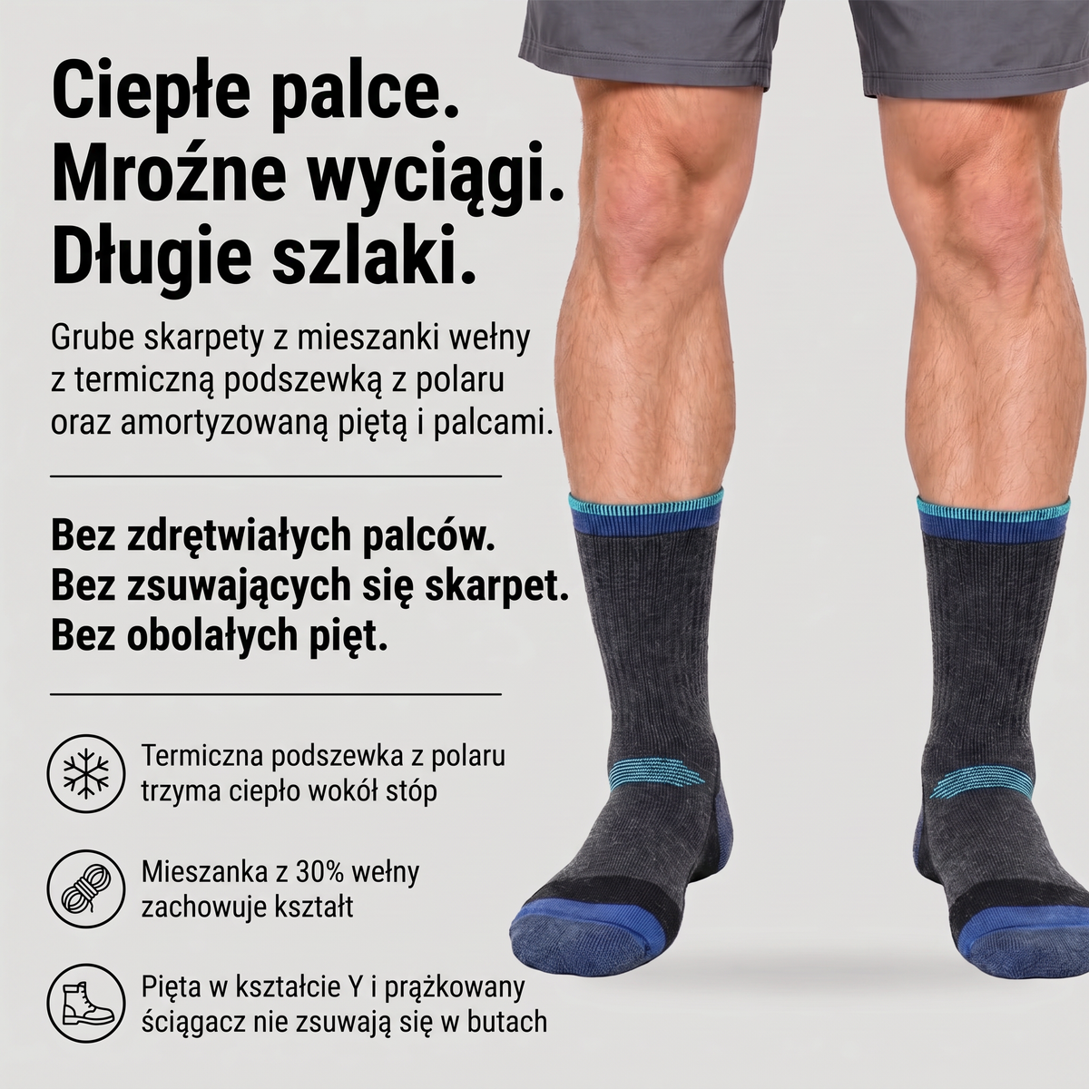 Skarpety narciarskie grube z wełną - najważniejsze zalety