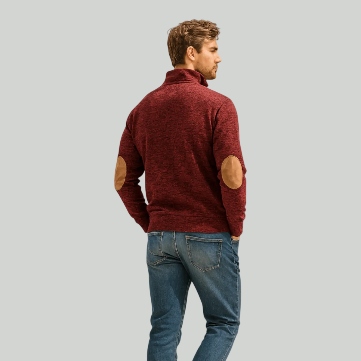 Męski dzianinowy sweter outdoorowy – model ze stójką