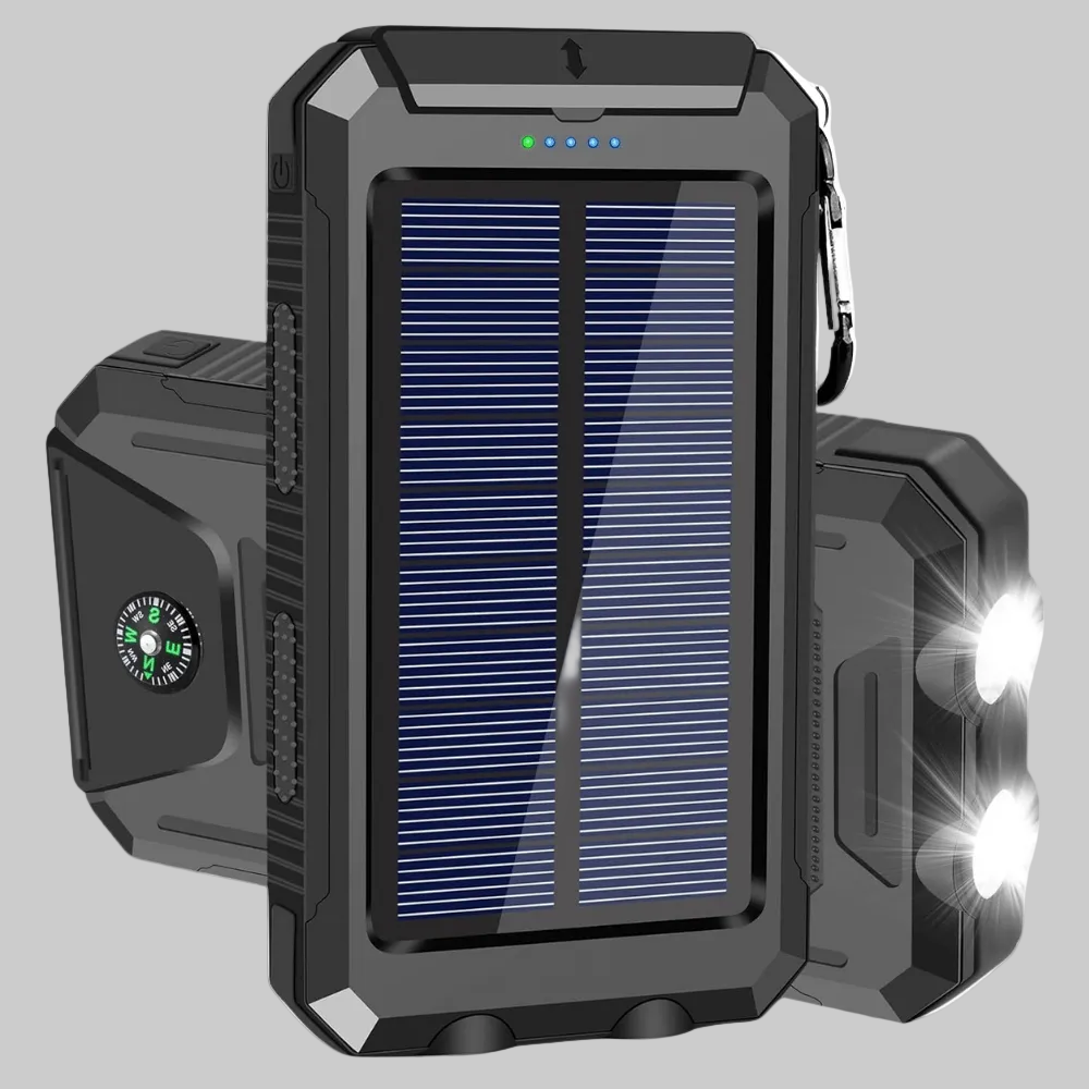 Solarny power bank 10 000 mAh – wodoodporne zapasowe źródło energii do użytku outdoorowego