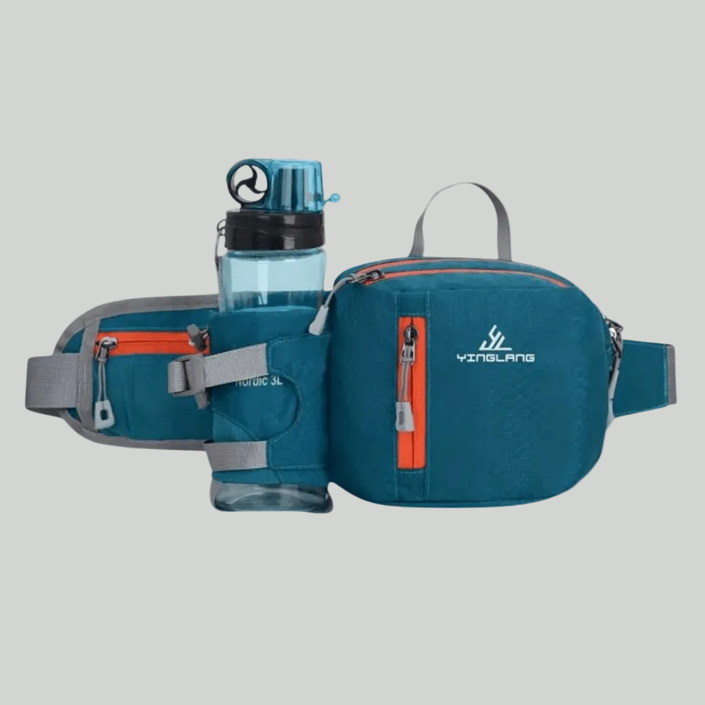 Lekka saszetka outdoorowa na pas – model z uchwytem na bidon