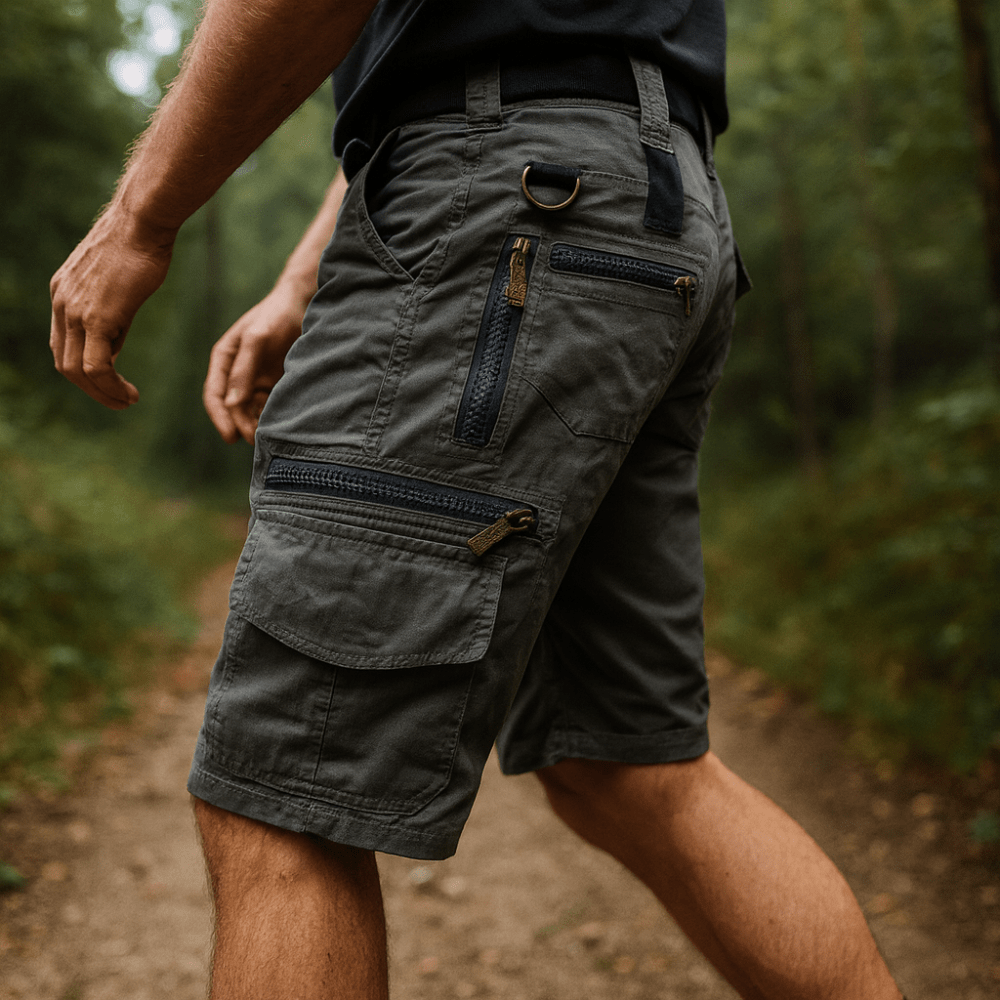 Spodenki bojówki męskie – szybkoschnące, kieszenie na zamek – outdoor