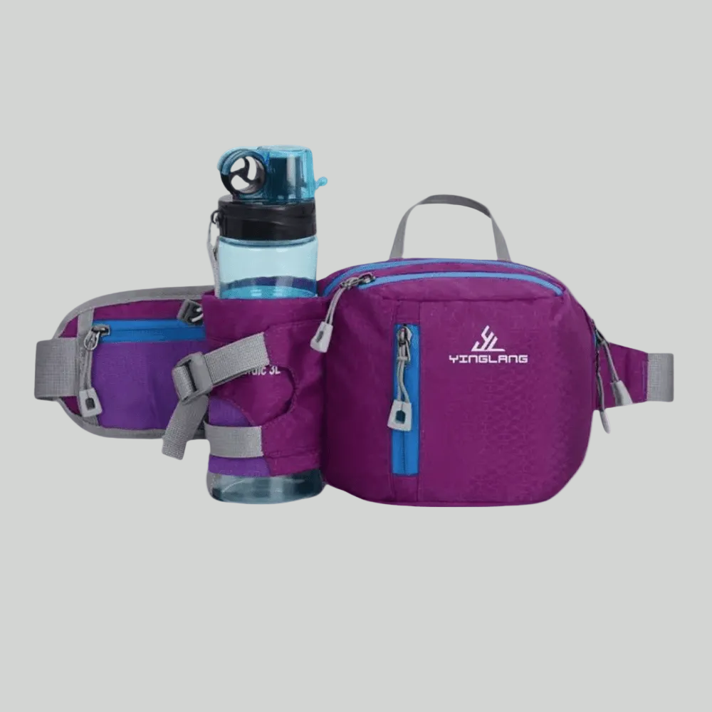 Lekka saszetka outdoorowa na pas – model z uchwytem na bidon