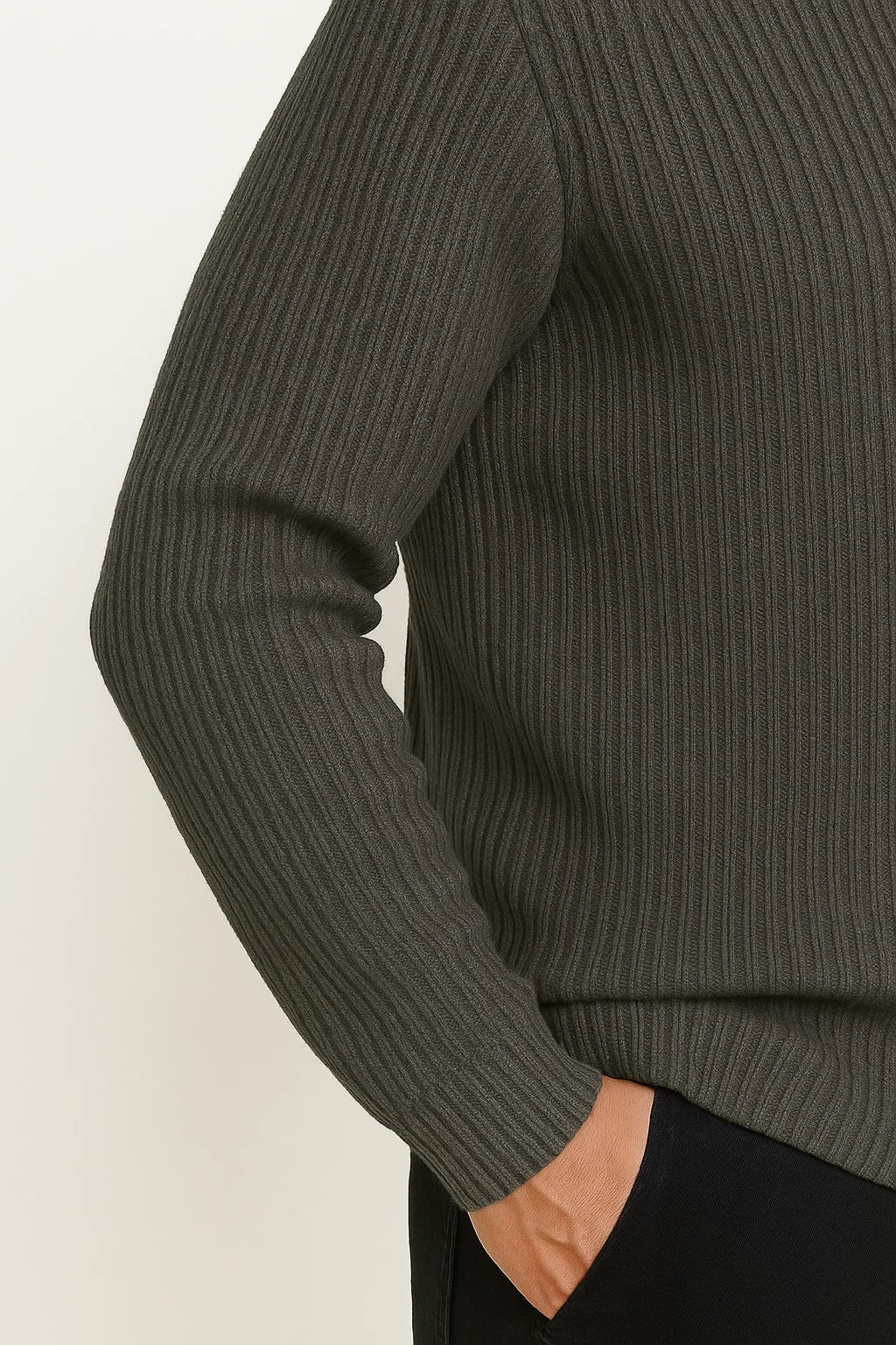 Sweter męski z prążkowanym splotem i kołnierzem zapinanym na guziki | Casualowy fason – model 2