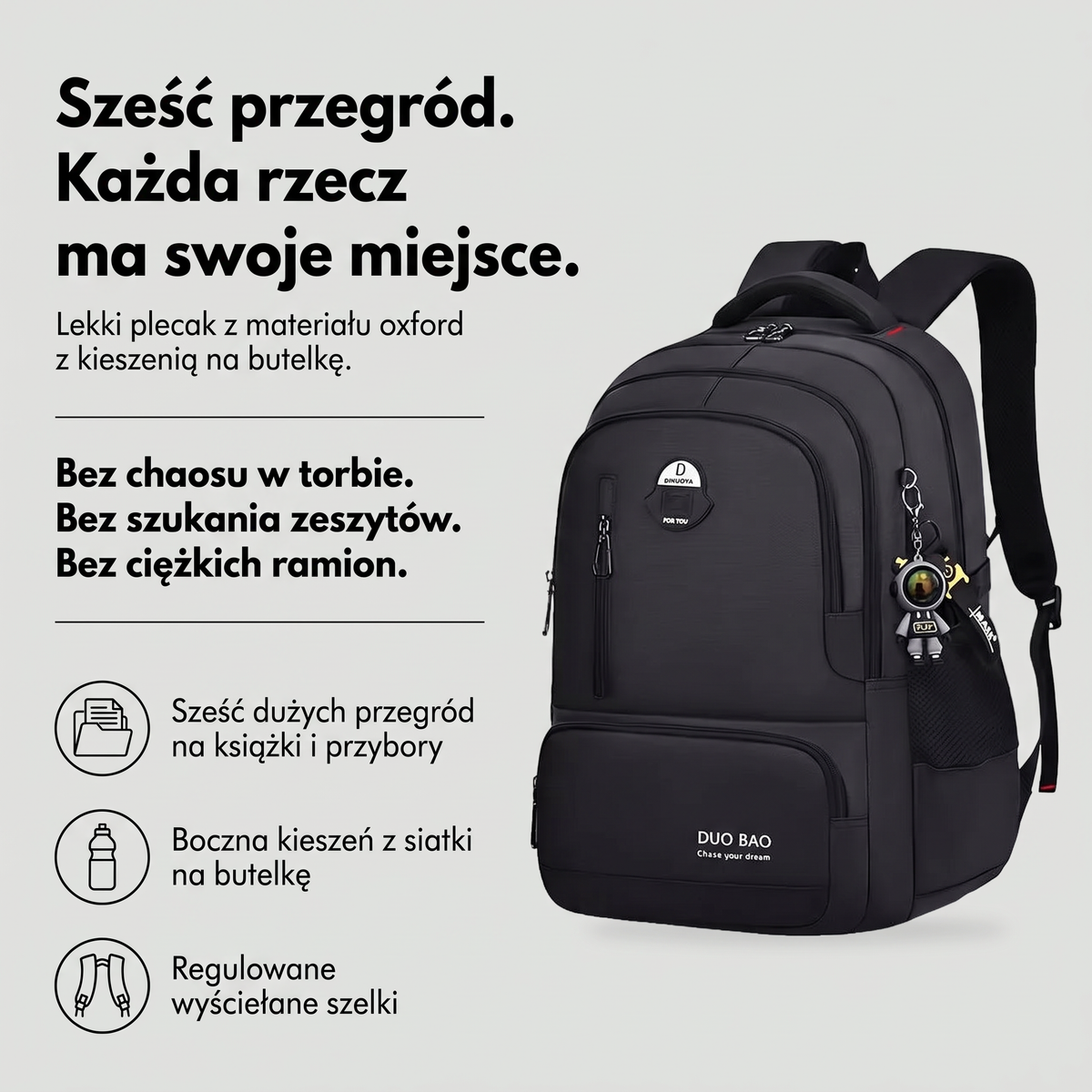 Plecak do szkoły unisex 6 przegród - najważniejsze zalety