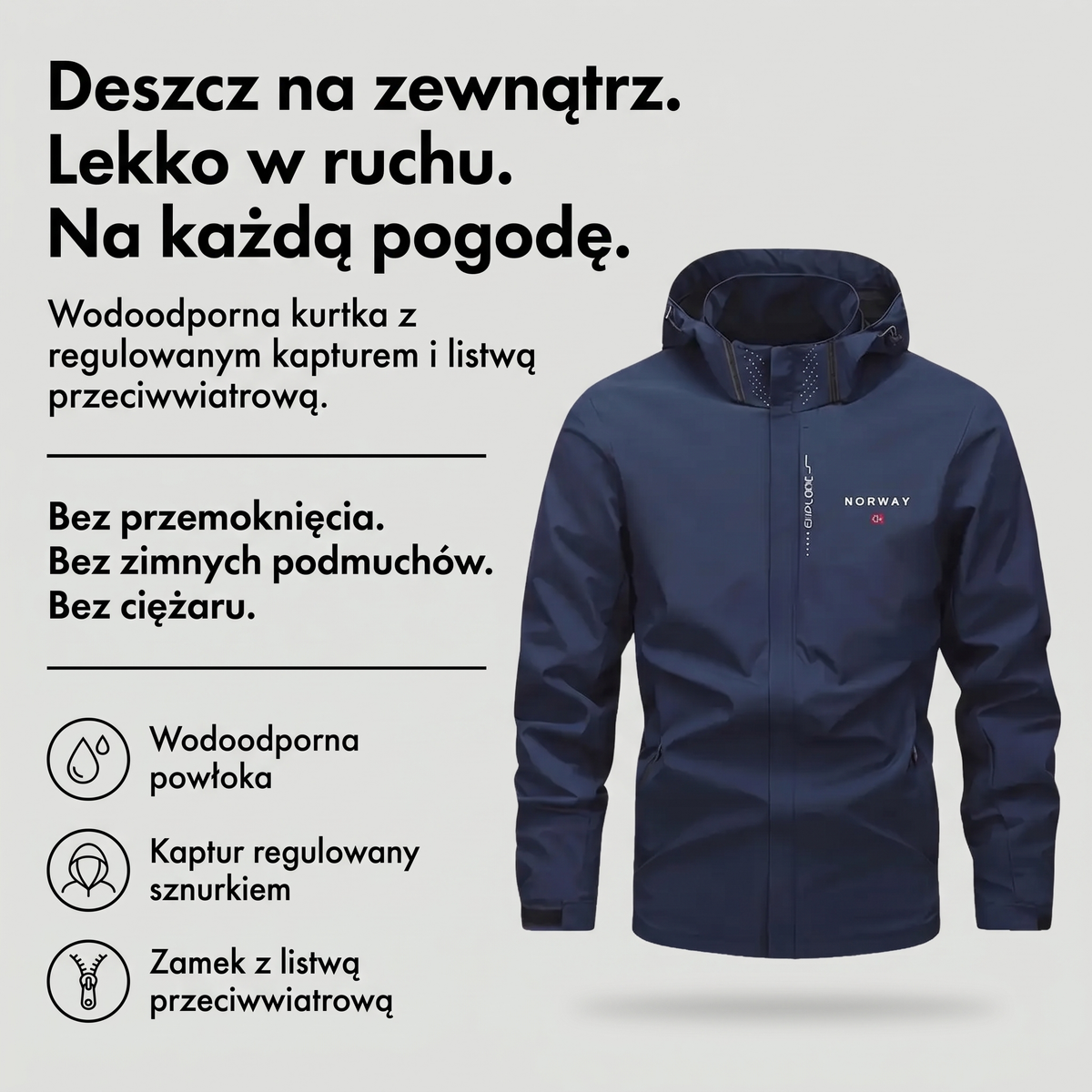 Kurtka przeciwdeszczowa męska z kapturem - najważniejsze zalety