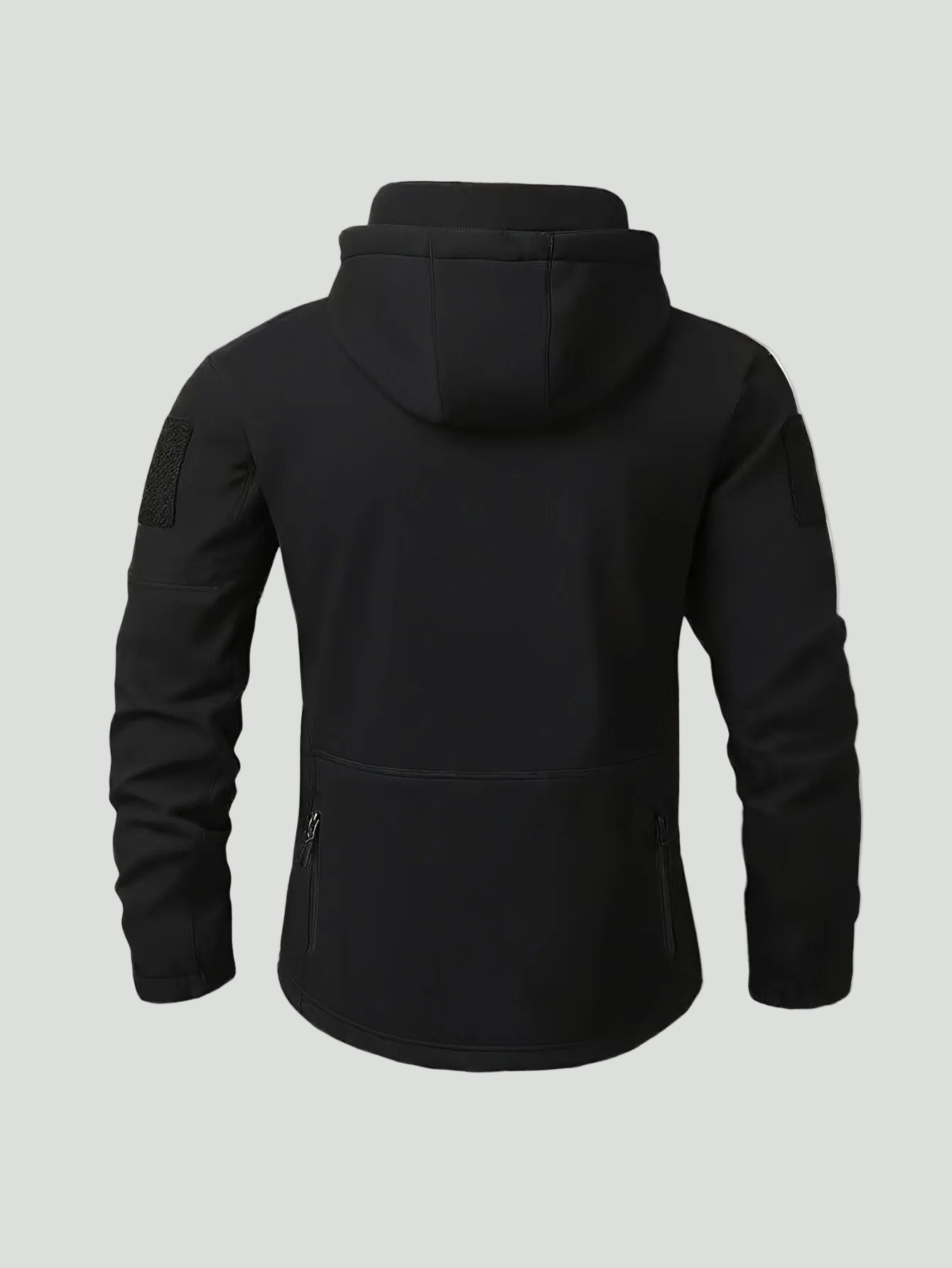 Męska kurtka softshell outdoorowa w kamuflażu – model z kapturem