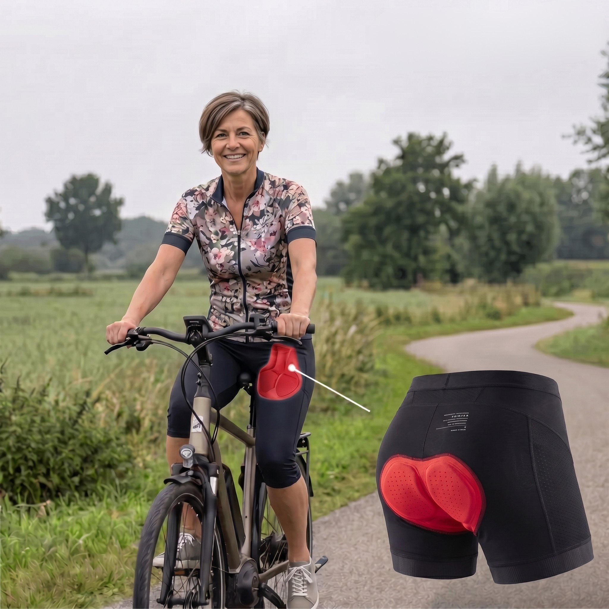 Spodenki rowerowe damskie z wkładką żelową – oddychające – kolarstwo i miasto