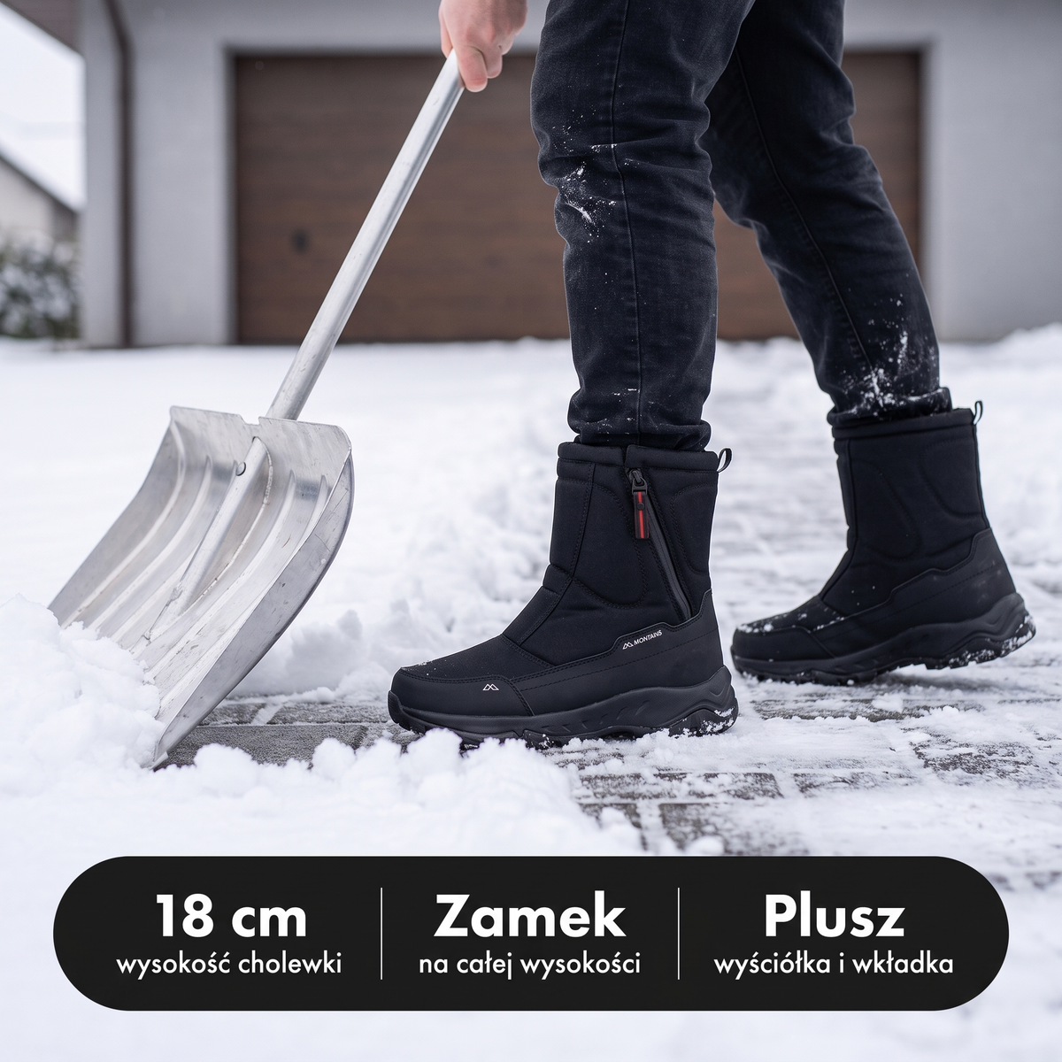 Cholewka 18 cm, zamek, plusz