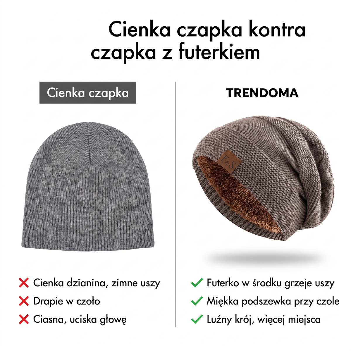 Cienka czapka kontra czapka zimowa z futerkiem