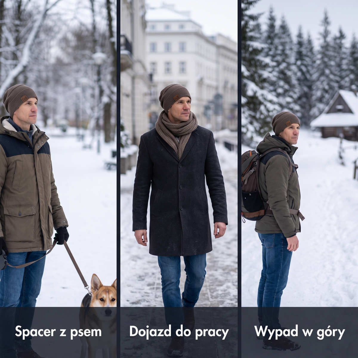 Czapka zimowa z futerkiem na spacer z psem, do pracy i w góry