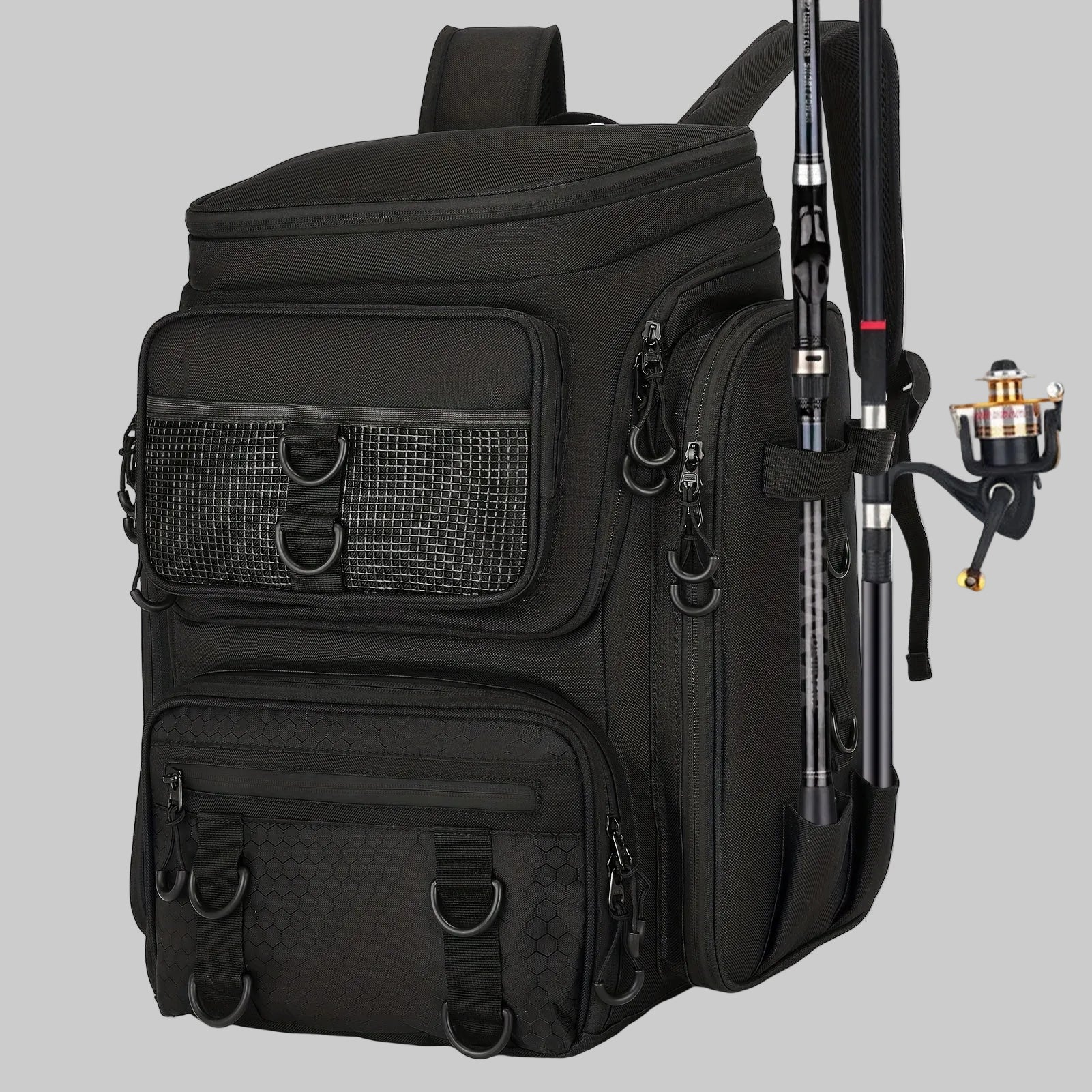 Plecak wędkarski 42L z uchwytem na wędkę – duża pojemność na sprzęt outdoorowy