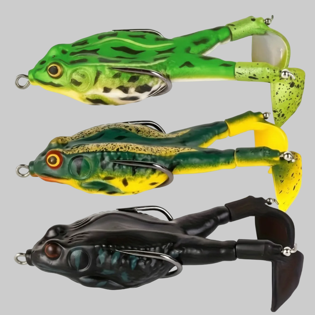 Zestaw Przynęt Żabek Powierzchniowych z Obracającym Ogonem – Pływająca Przynęta Topwater