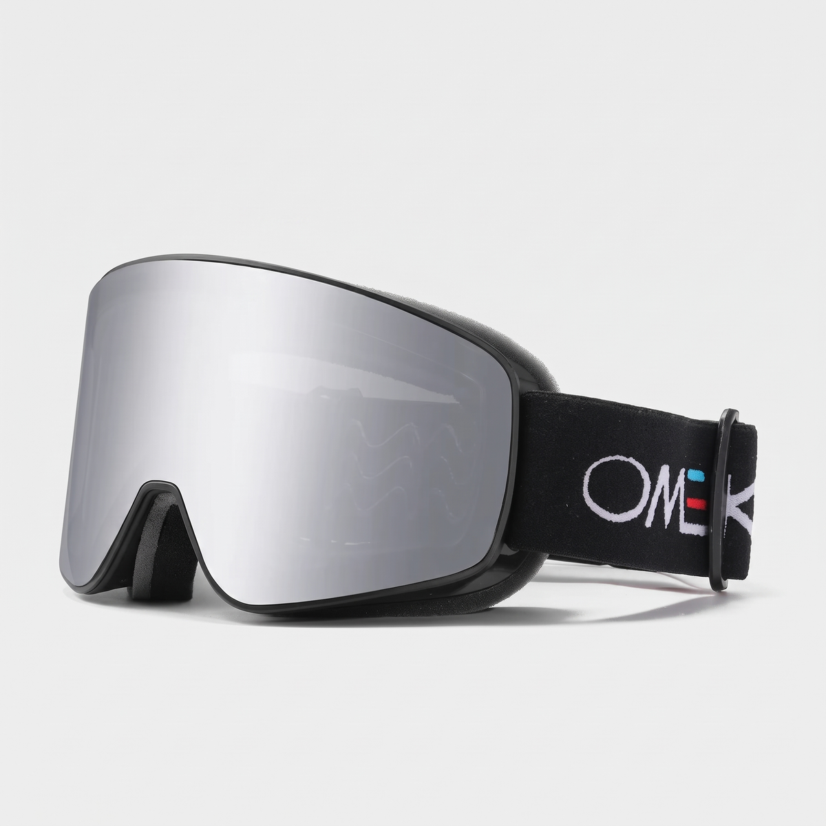 Gogle narciarskie i snowboardowe, czarna oprawka, srebrna szyba lustrzana