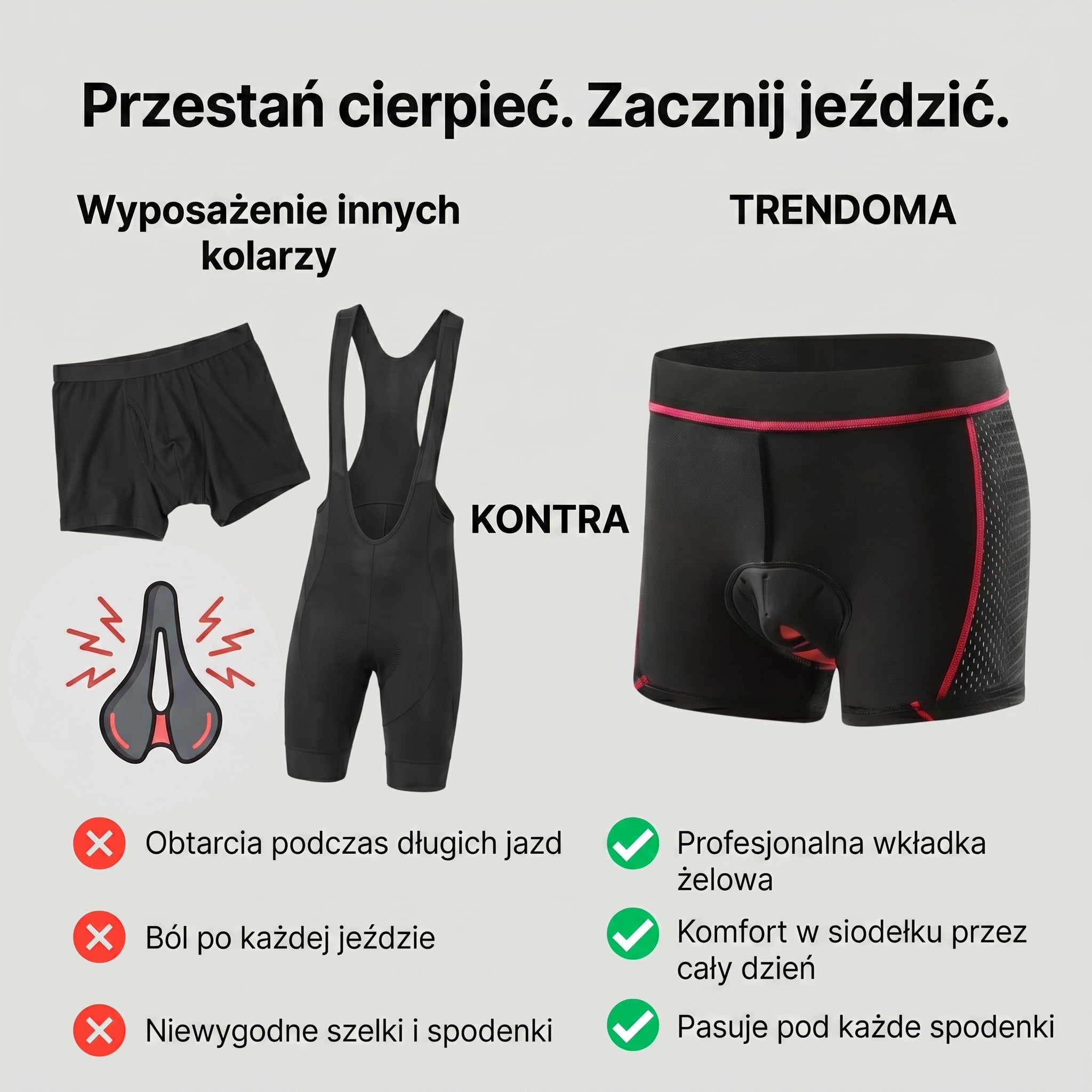 Bielizna rowerowa z wkładką żelową – oddychająca, unisex – kolarstwo i outdoor