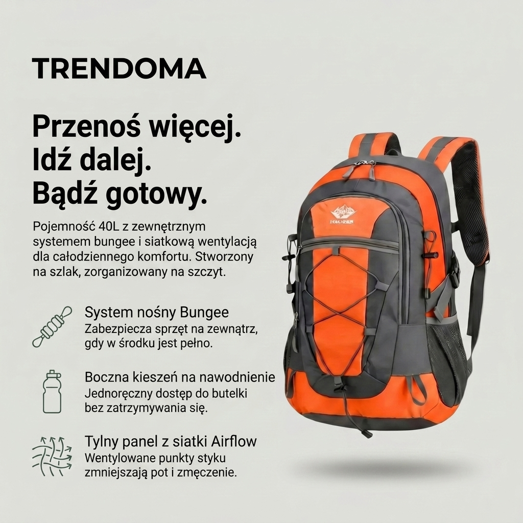 Lekki Plecak Turystyczny 30L – Wodoodporny Plecak Dzienny do Użytku Outdoorowego
