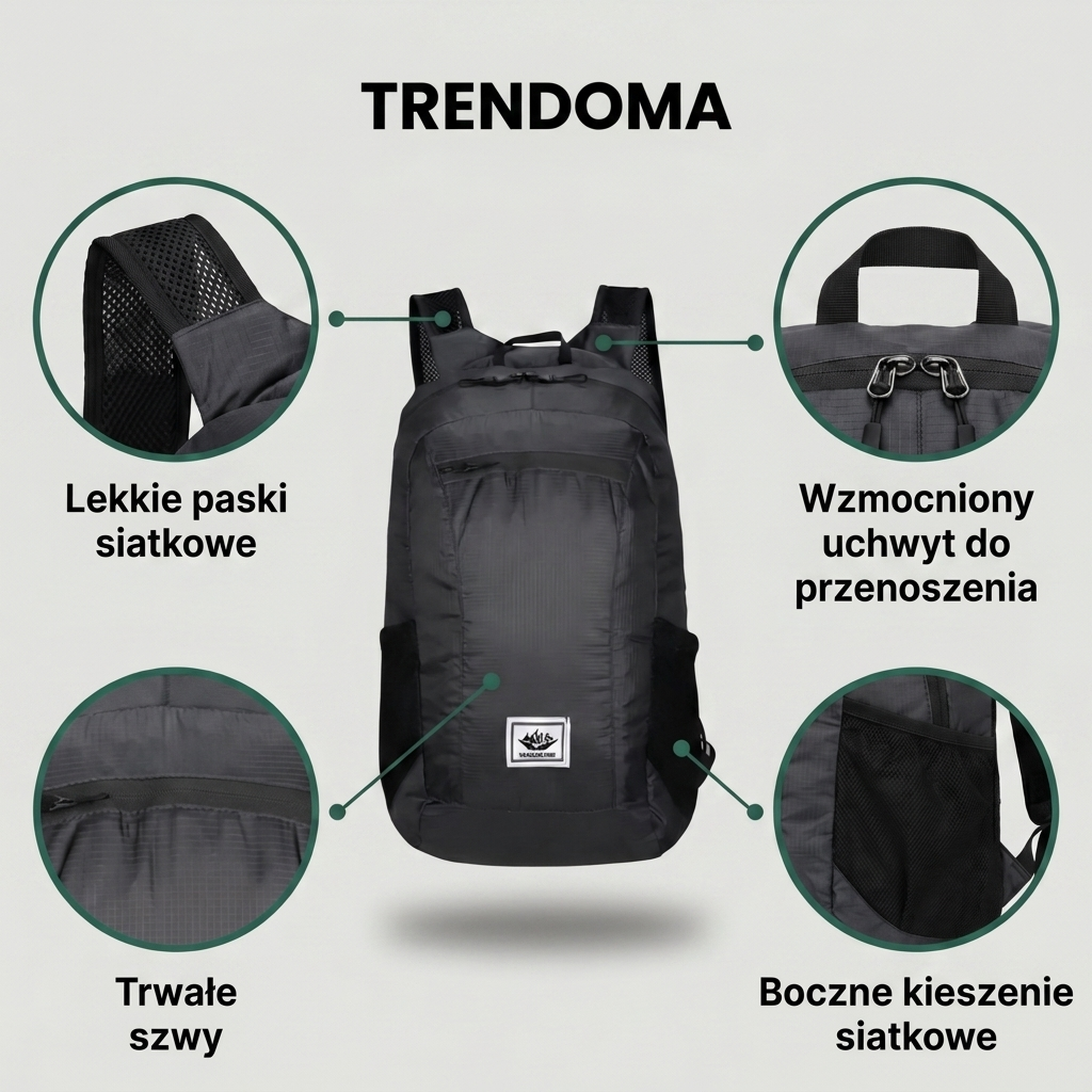 Lekki, Wodoodporny i Składany Plecak Outdoorowy – Kompaktowy Plecak Dzienny