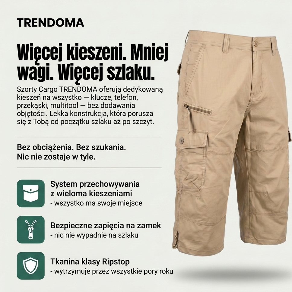 Lekkie Luźne Spodenki Bojówki – Wielokieszeniowa Odzież Outdoorowa