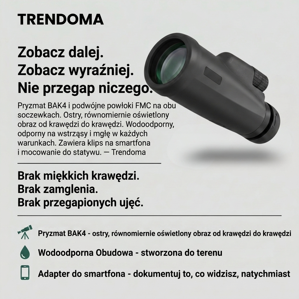 Wodoodporny Monokular 12x50 – Optyka z Pryzmatem BAK4 do Obserwacji na Świeżym Powietrzu