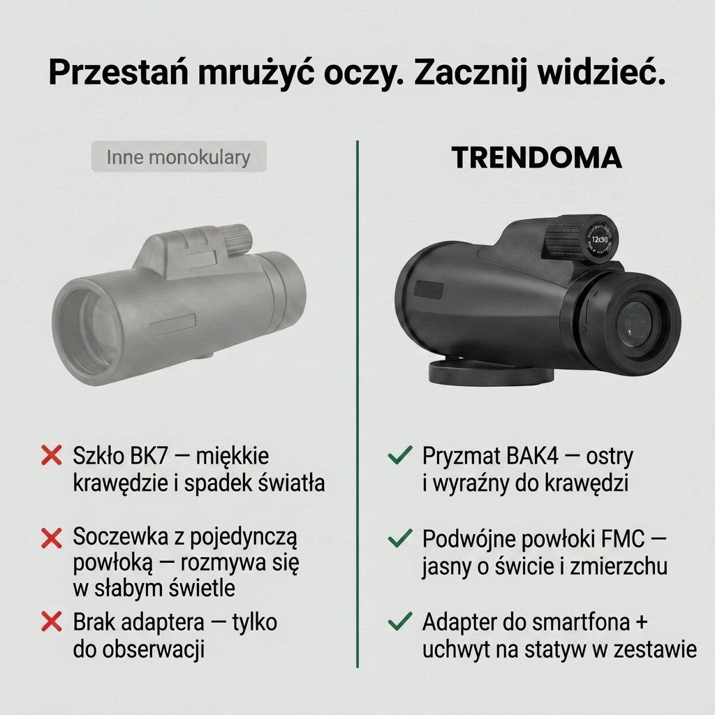 Wodoodporny Monokular 12x50 – Optyka z Pryzmatem BAK4 do Obserwacji na Świeżym Powietrzu