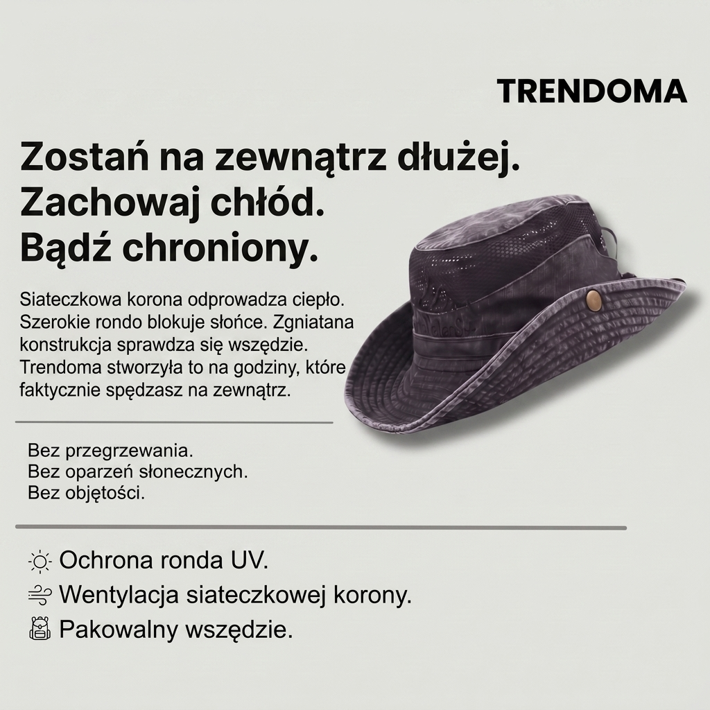 Lekki Kapelusz w Stylu Panama – Oddychający Siatkowy Kapelusz Przeciwsłoneczny do Użytku Outdoorowego