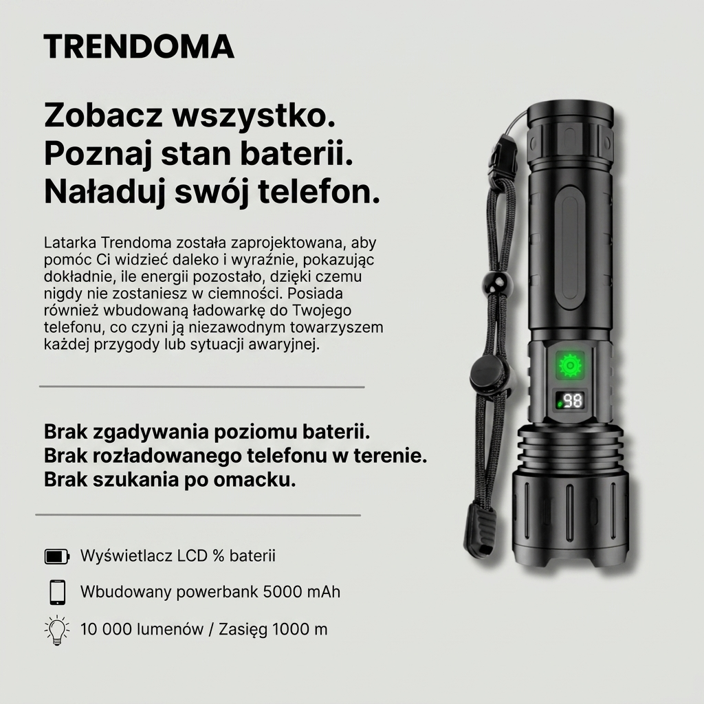 Ultrajasna Latarka LED – Do 10 000 Lumenów