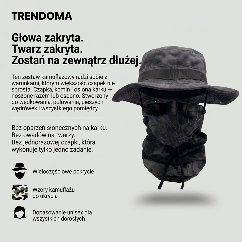 Wieloelementowy Zestaw Nakryć Głowy do Wędkarstwa