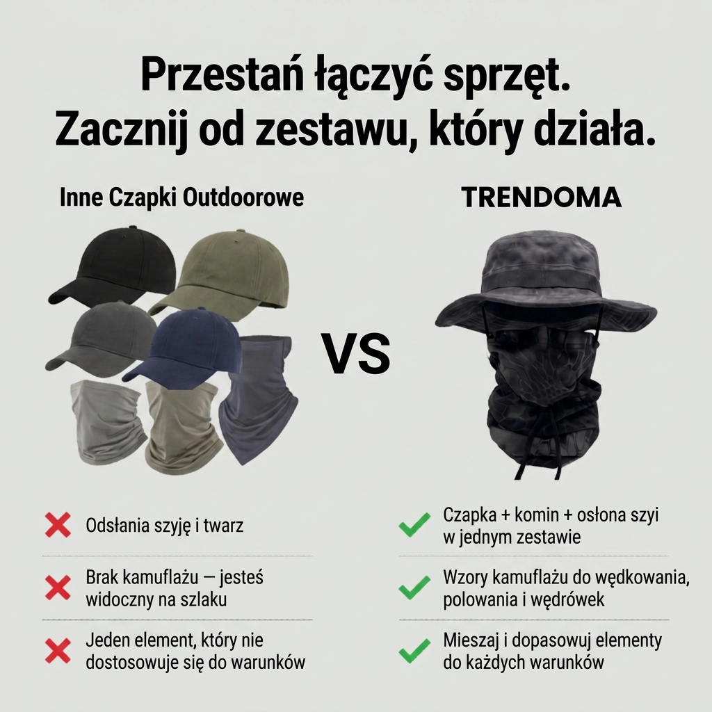 Wieloelementowy Zestaw Nakryć Głowy do Wędkarstwa