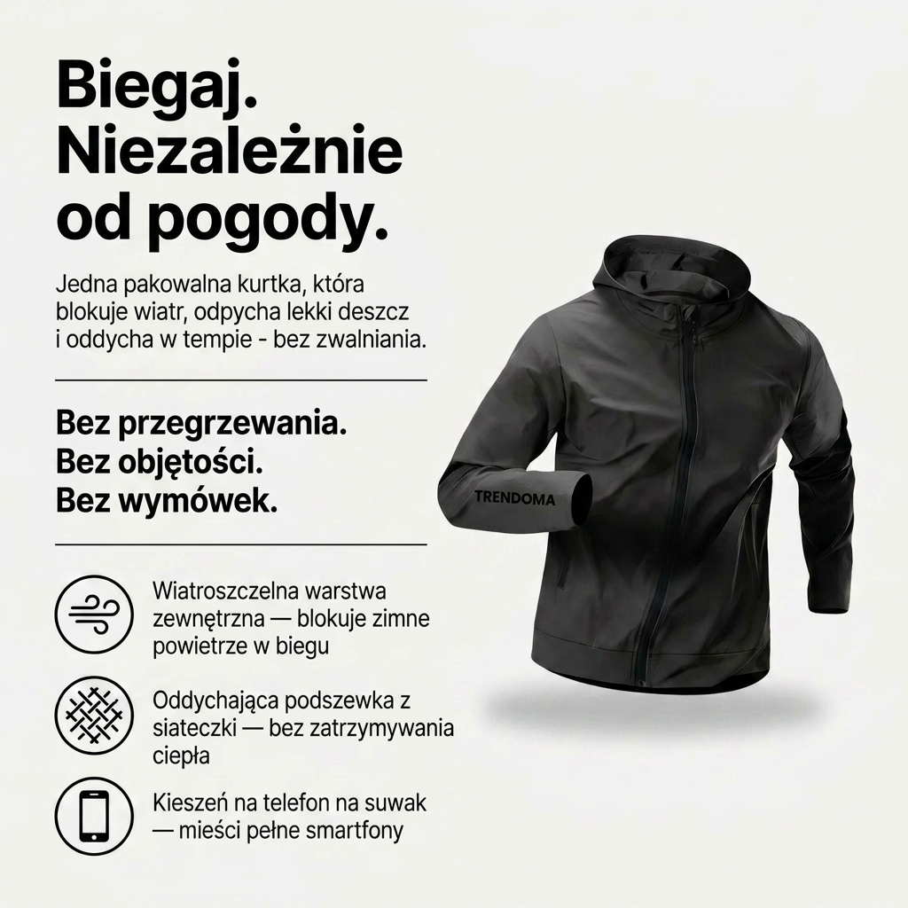 Męska Składana Kurtka do Biegania – Wiatroszczelna i Wodoodporna Powłoka do Użytku Outdoorowego