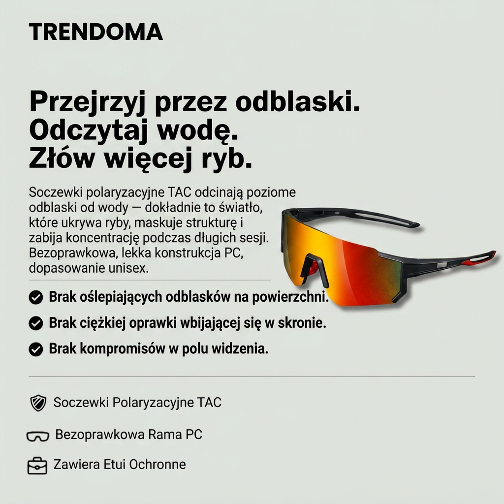 Polaryzacyjne Okulary Wędkarskie – Bezramkowe Okulary z Soczewkami TAC dla Wędkarzy i Użytku Outdoorowego