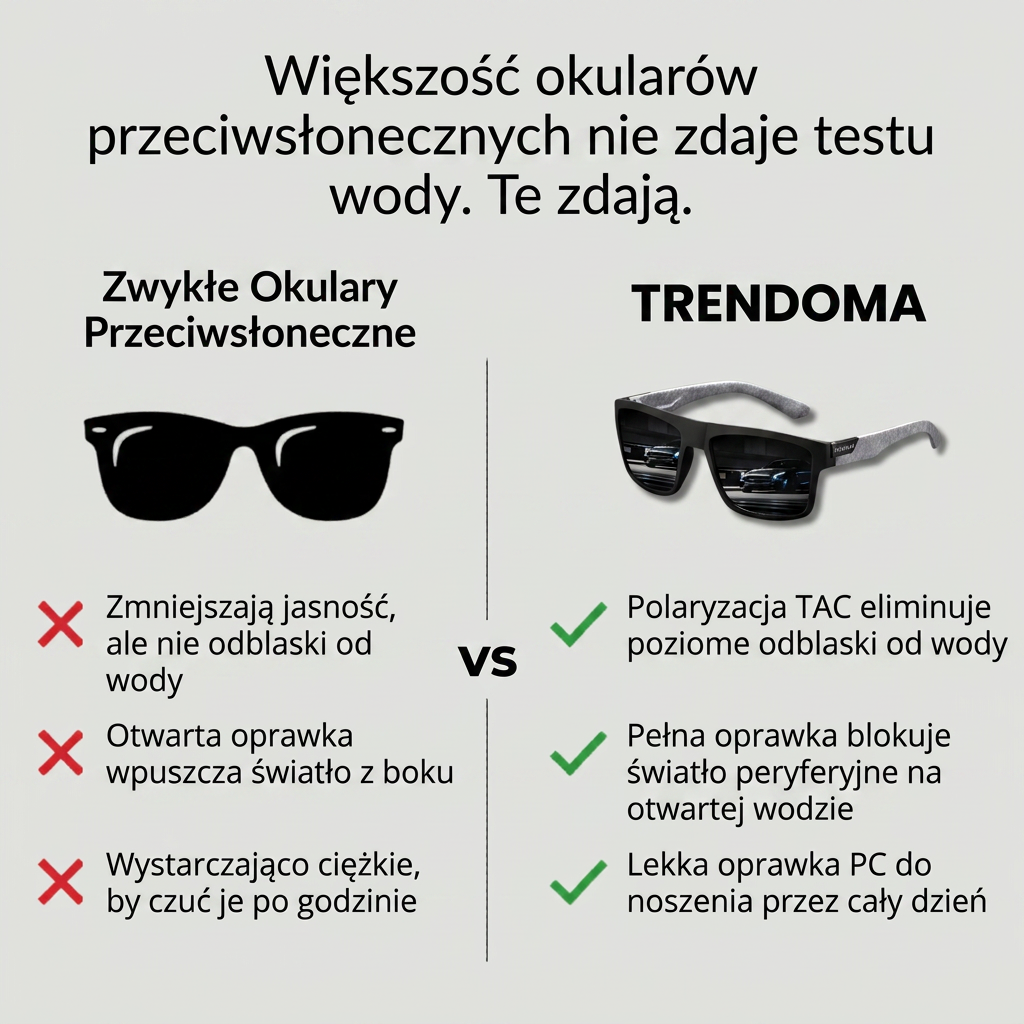 Męskie Kwadratowe Sportowe Okulary Przeciwsłoneczne – Polaryzacyjne Soczewki TAC z Pełną Oprawką