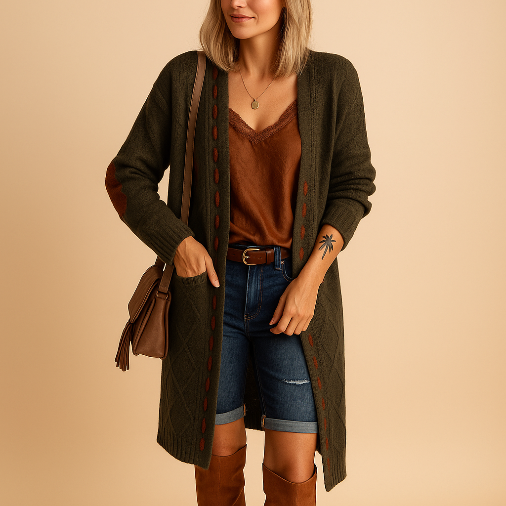 Kardigan damski z kapturem | Lekki dzianinowy fason na każdą porę
