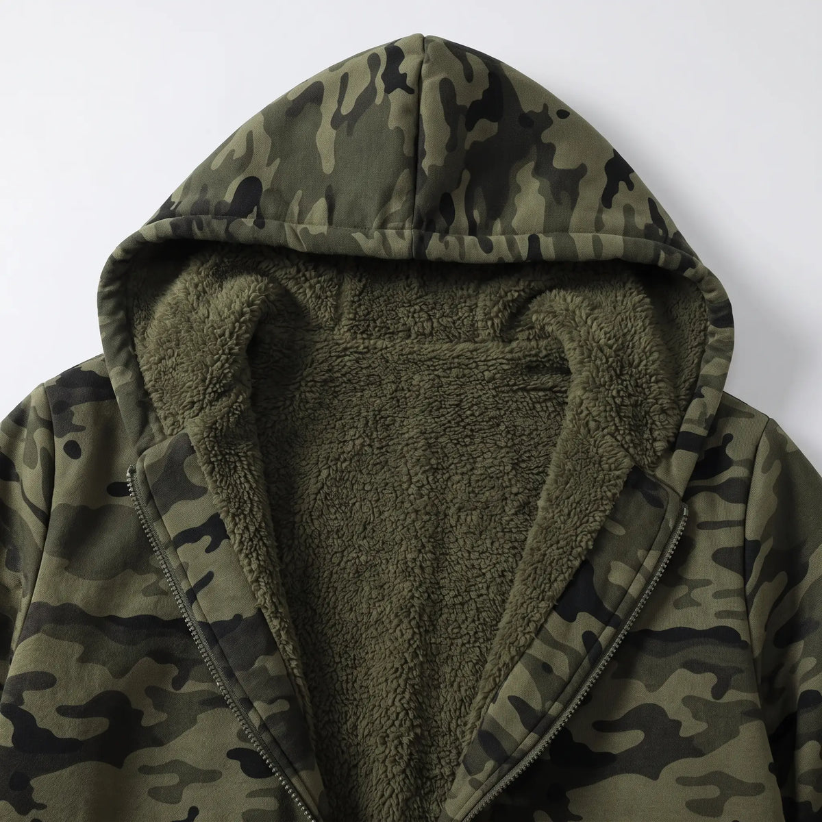 Bluza moro męska – rozpinana z kapturem - na misiu sherpa - bez sznurków