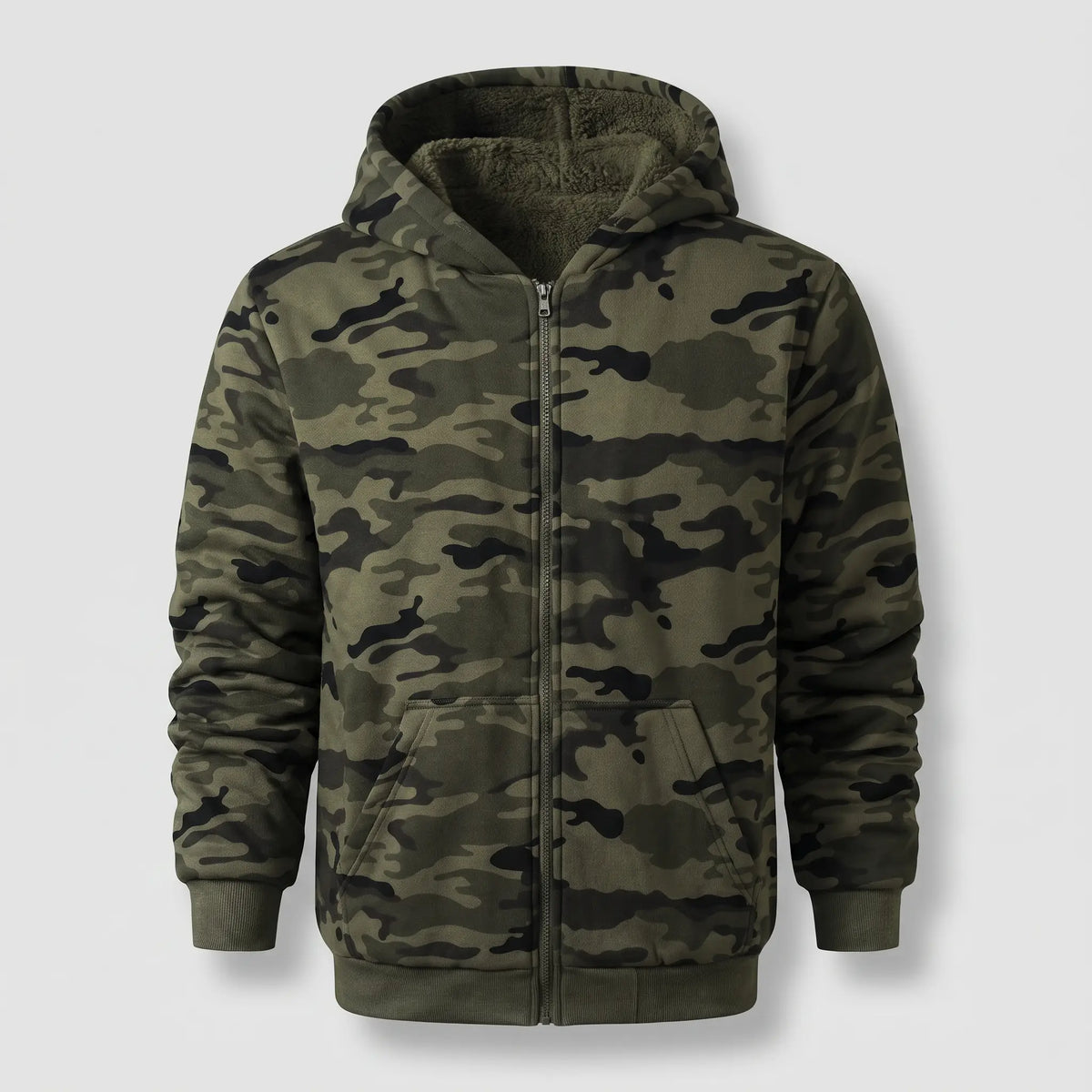 Bluza moro męska – rozpinana z kapturem - na misiu sherpa - bez sznurków