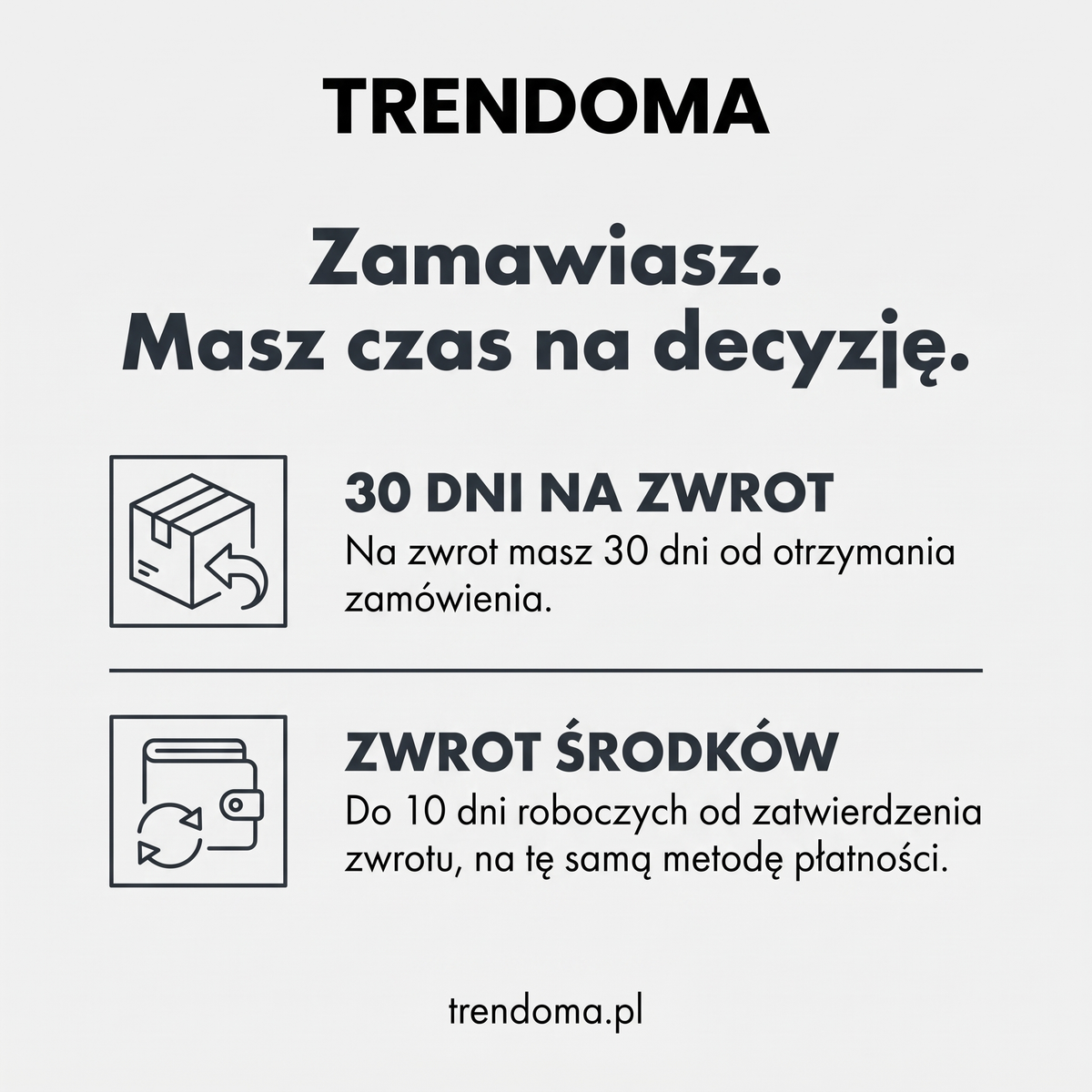 Zwroty w Trendoma - 30 dni na zwrot