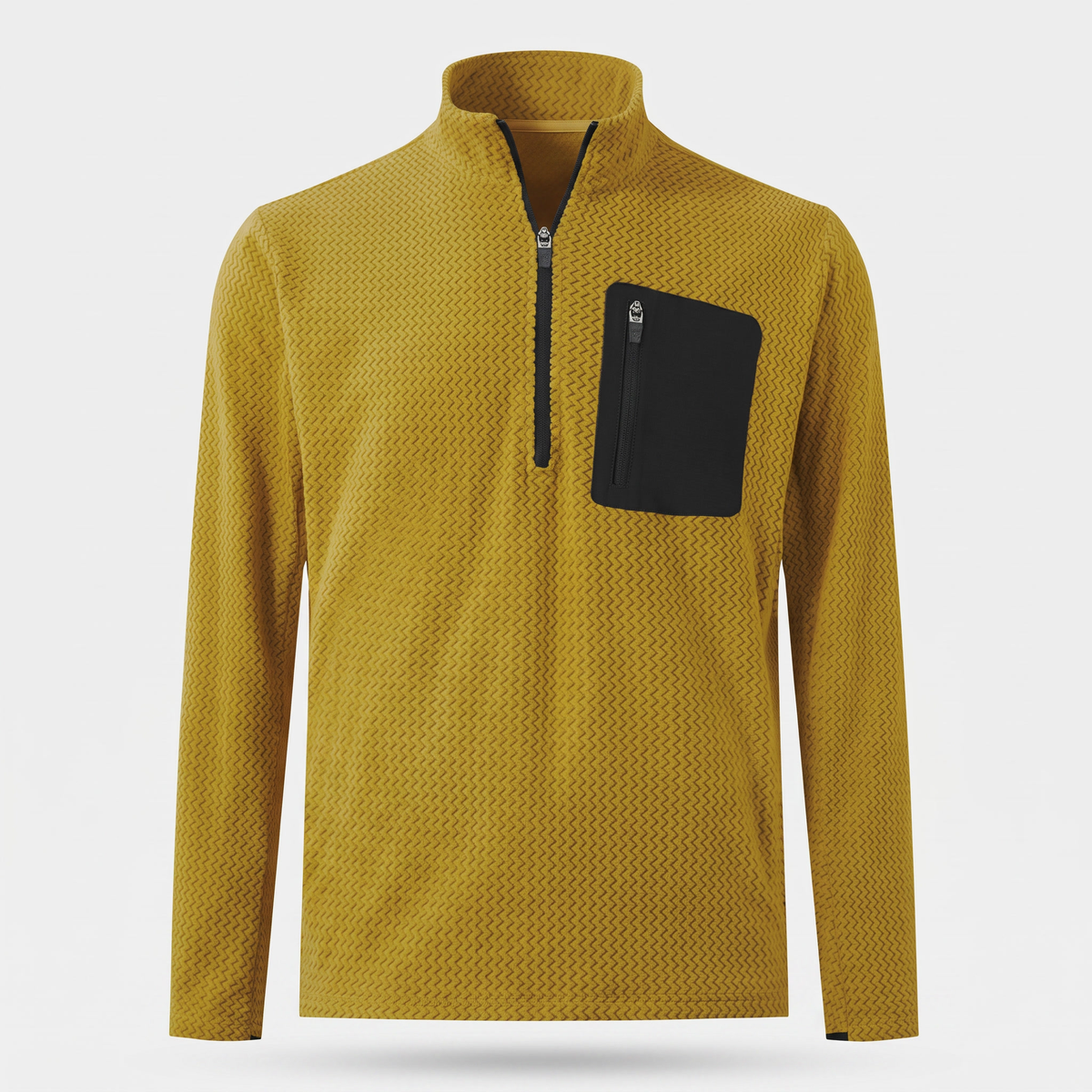 Polar męski w jodełkę – bluza half zip ze stójką - kieszeń na piersi