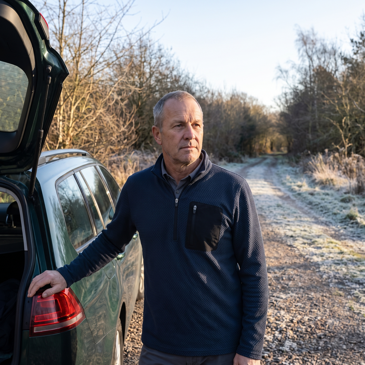 Polar męski w jodełkę – bluza half zip ze stójką - kieszeń na piersi